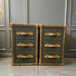 English luxury leather vintage nightstands | Olive green matching bedside tables | Hand dyed