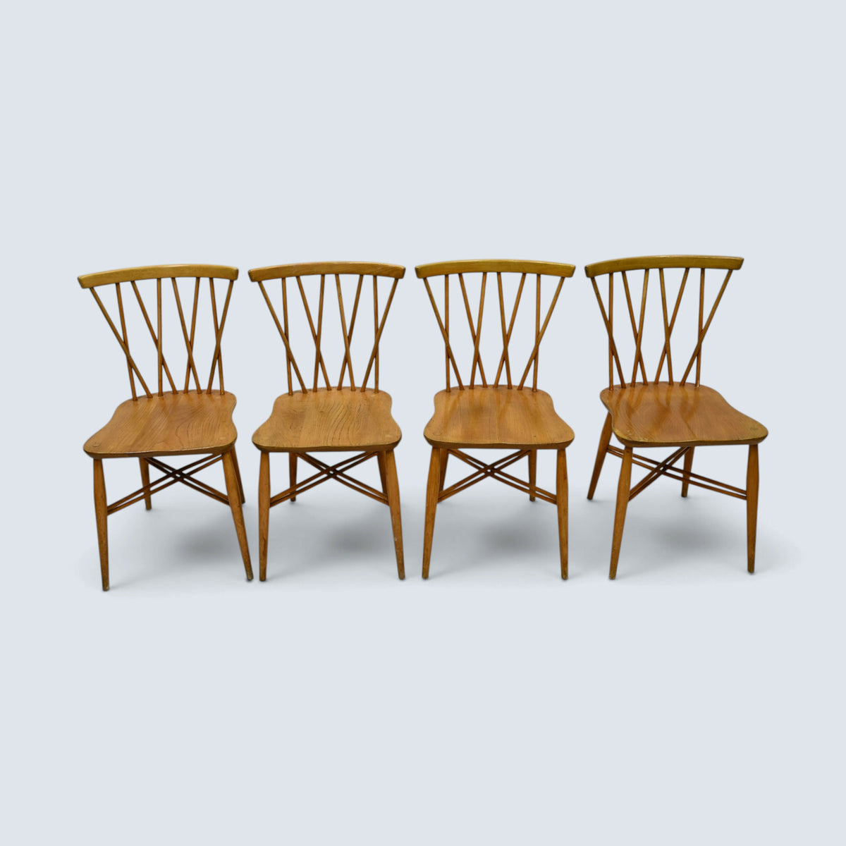 4 Ercol Lattice Back Dining Chairs 'Candlestick' Design Light FREE UK Delivery*