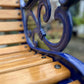 Cast Iron and Oak Garden Bench finished in Cadburys Blue