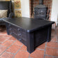 Large Black Painted Pine Late 20th Century Coffee TV Table Plan Chest Style