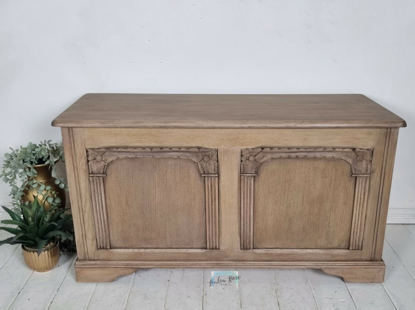 Vintage Oak Blanket Box Linen Storage