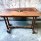 Antique Walnut and Oak 19th C stretcher side table