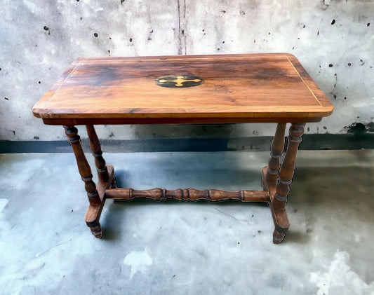 Antique Walnut and Oak 19th C stretcher side table