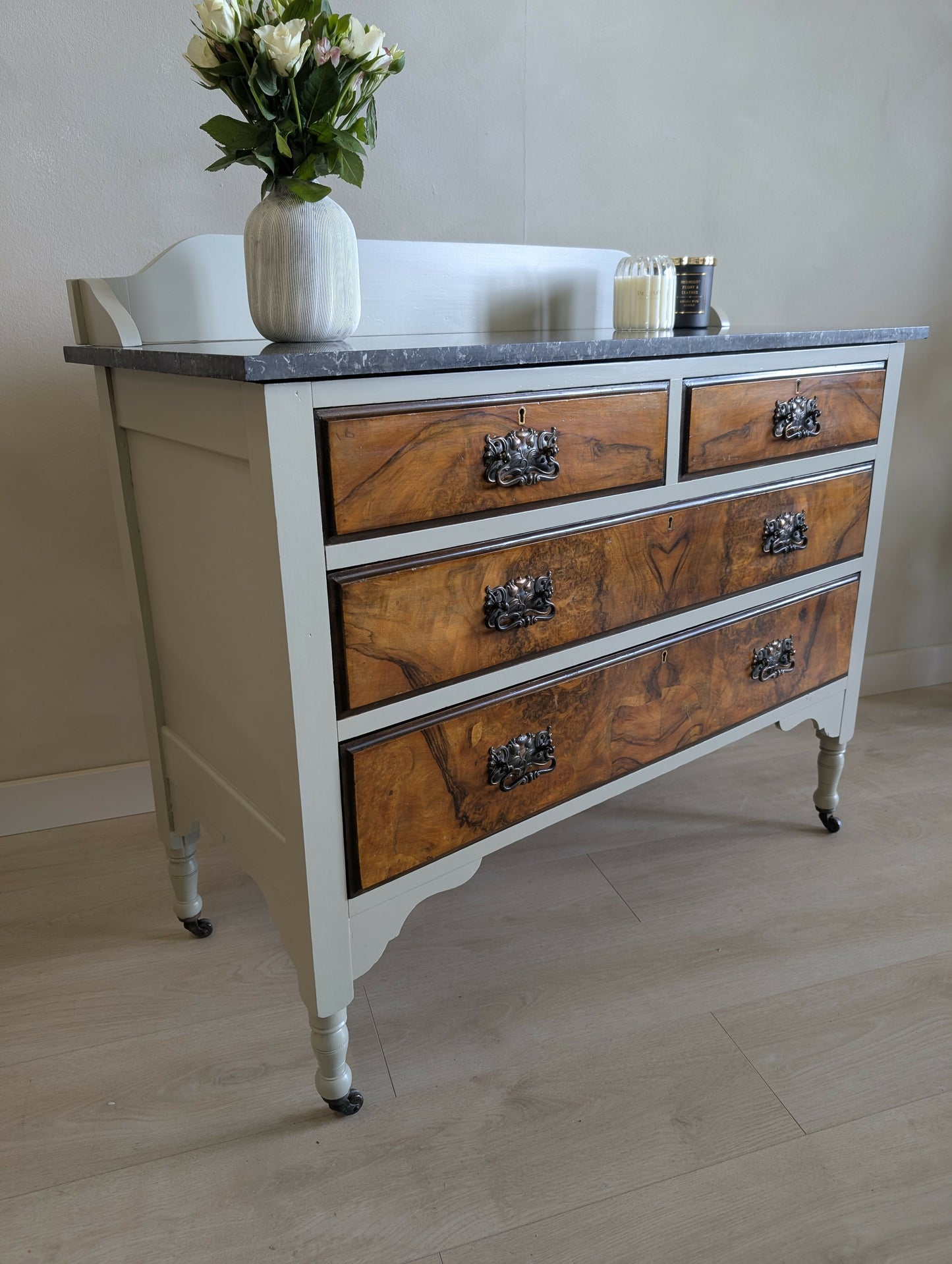 Late Victorian/Edwardian Marble Topped Washstand Chest of Drawers