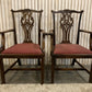 6 Mahogany Chippendale Style Dining Chairs with Red Upholstered drop-in seats.