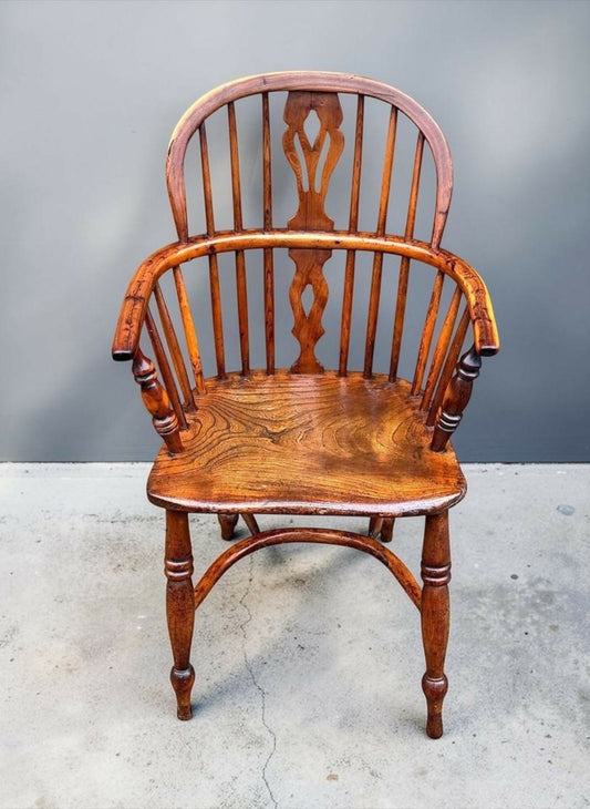 Yew Wood Windsor Armchair 19th Century Yew