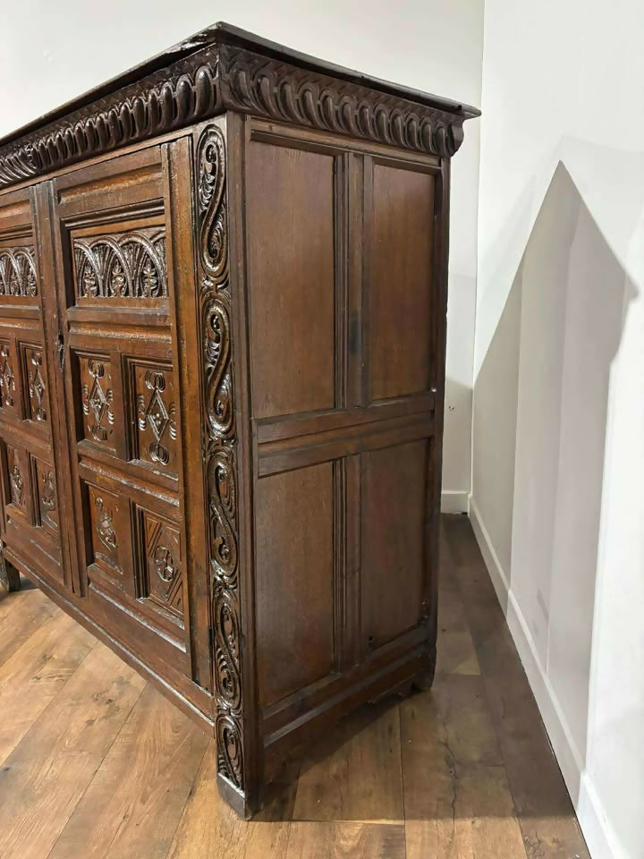17th Century & Later Carved Oak Livery or Hall Cupboard