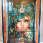 Upcycled Display Case with Decoupaged Peacock Princess and Glass Shelves