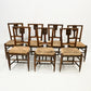 Set of 7 Georgian Dining Chairs With Rush Seats Back Carvings FREE UK Delivery. SBR10037/0502E