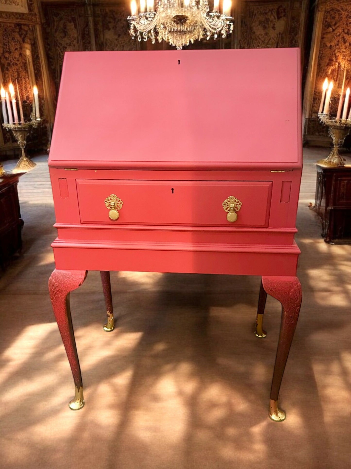 Vintage pink writing bureau