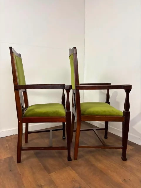 Pair of Edwardian Mahogany Upholstered Armchairs