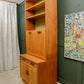 G Plan Sierra Wall Unit with Drinks Cabinet and Green Backboard