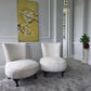 Antique Victorian Bedroom Chairs White Boucle- Newly Upholstered.