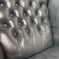 Blue Leather Chesterfield Style Wingback Armchair