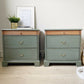 Pair of Hand-Painted Green Stag Bedside Tables | Vintage Wooden Cabinets | Professionally Restored Furniture