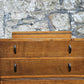 Vintage Oak Chest of Drawers: Mid-Century Modern Tallboy Cabinet Two Drawer