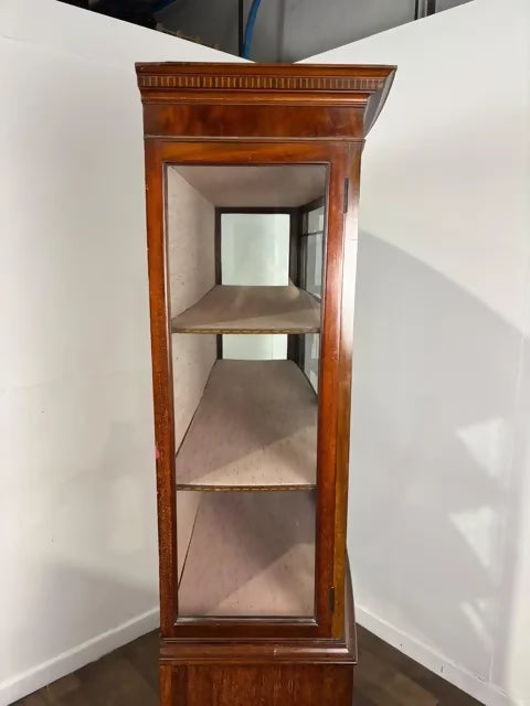 Large Edwardian Inlaid Walnut Bow Front Display Cabinet