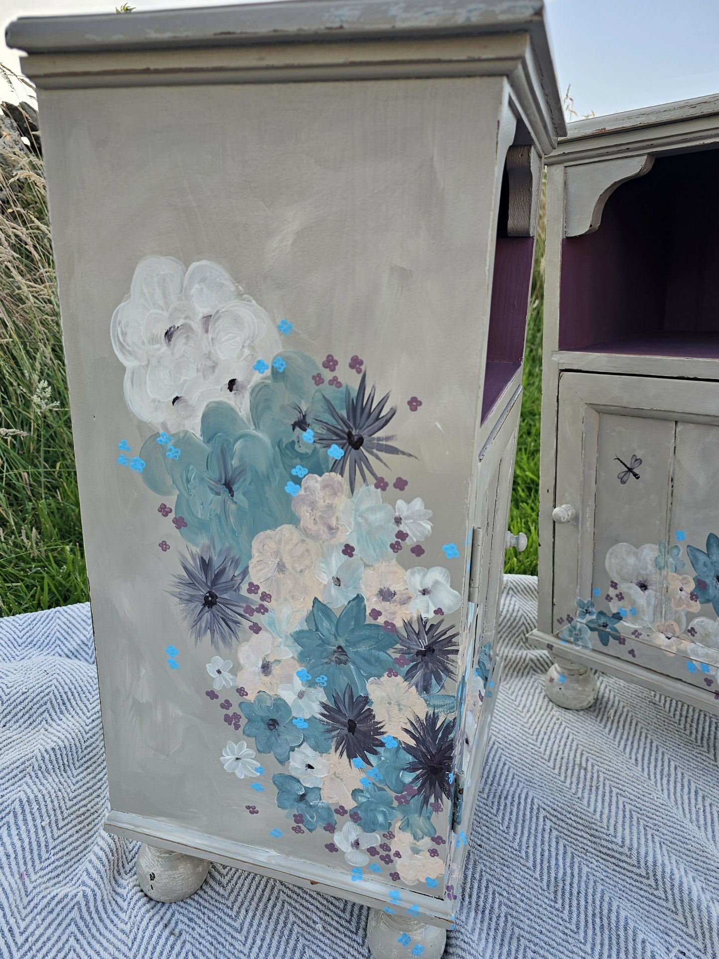 Hand Painted Pine Bedside Cabinets