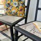 Edwardian chairs with rattan seats, lightly distressed in Ash Black- PAIR OF 2 CHAIRS