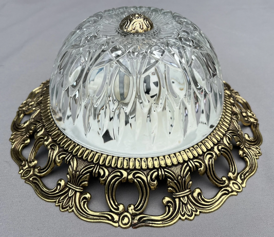 Ceiling Lamp Vintage French Brass Pressed Crystal Pendant Chandelier LOT 6000