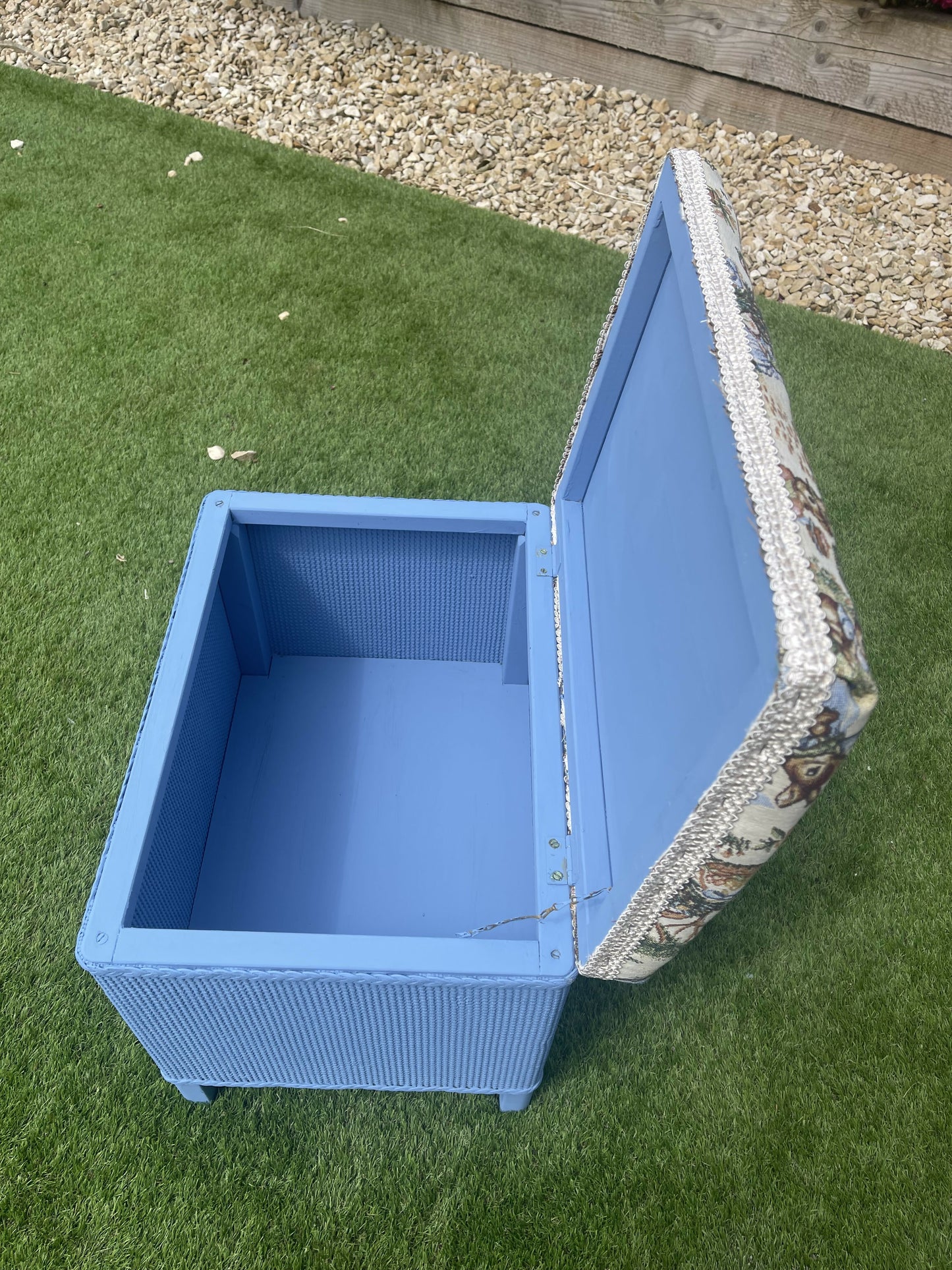 Peter Rabbit bijou Ottoman - blue paint foam and interliner all new