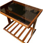 Mid-Century Teak and smoked glass side Table / Trolley