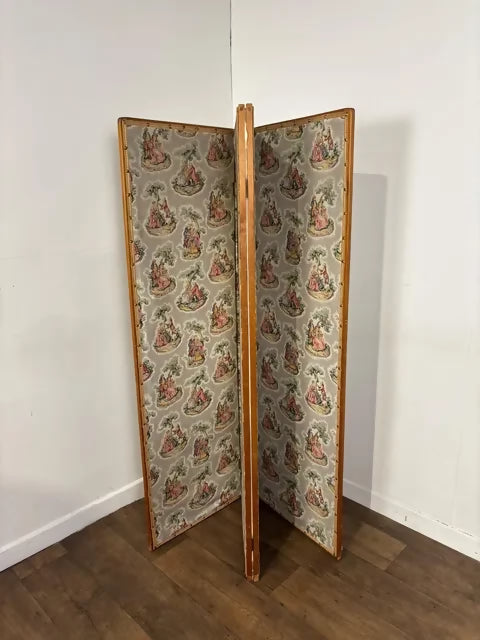 Vintage Four Panel Folding Bedroom Screen / Room Divider