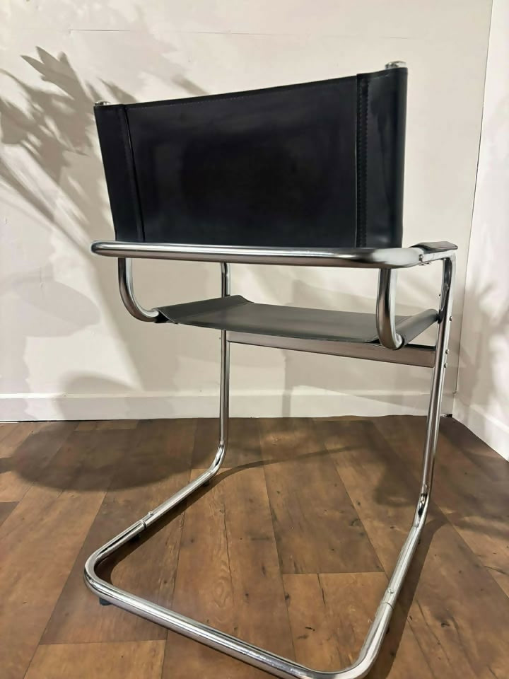 Contemporary Chrome & Faux Leather Armchair