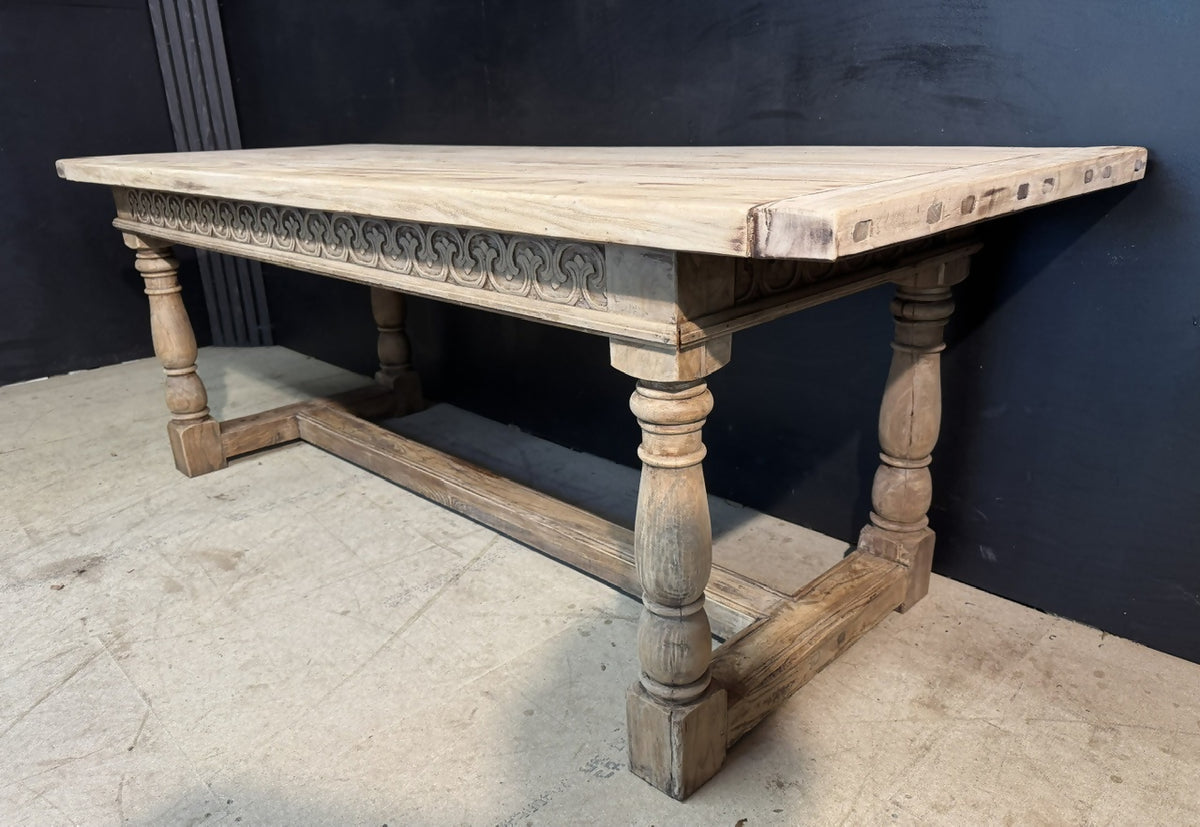 Bleached Oak Farmhouse Dining Table