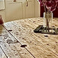 Original, Bespoke made Solid Cable Reel Round Dining Table, with four Bespoke made Dark Fuchsia Chairs