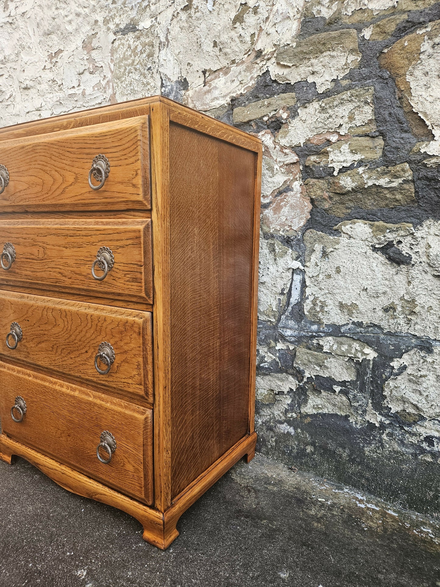 Vintage Chest Of Drawers Four Drawer Oak Cabinet Furniture Tallboy Super Proportions And Detailing