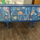 Gplan Midcentury NavySideboard Ocean Sea Fish Print Upcycled Painted SOLD message for commission