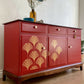 Midcentury Modern Stag Minstrel Sideboard, Red Sideboard