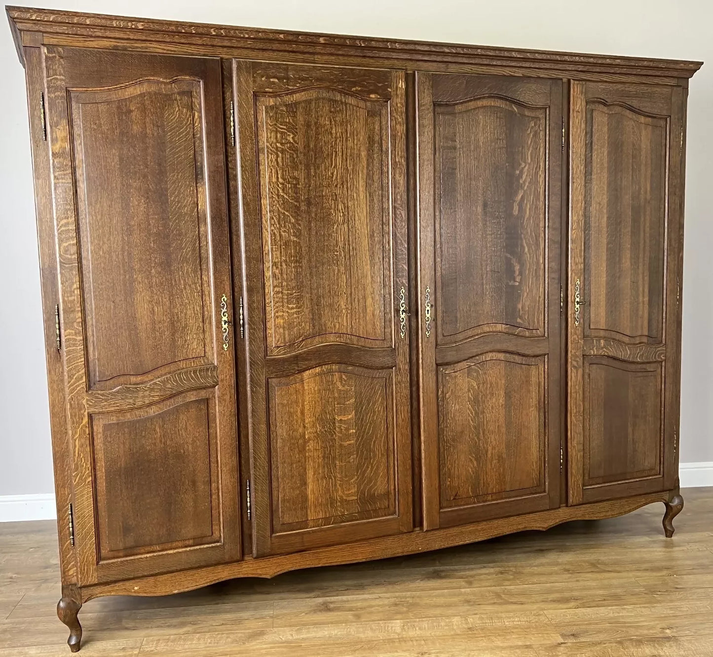 Wardrobe Vintage French Louis XVI Style Four Door Oak Carved Armoire LOT 6081