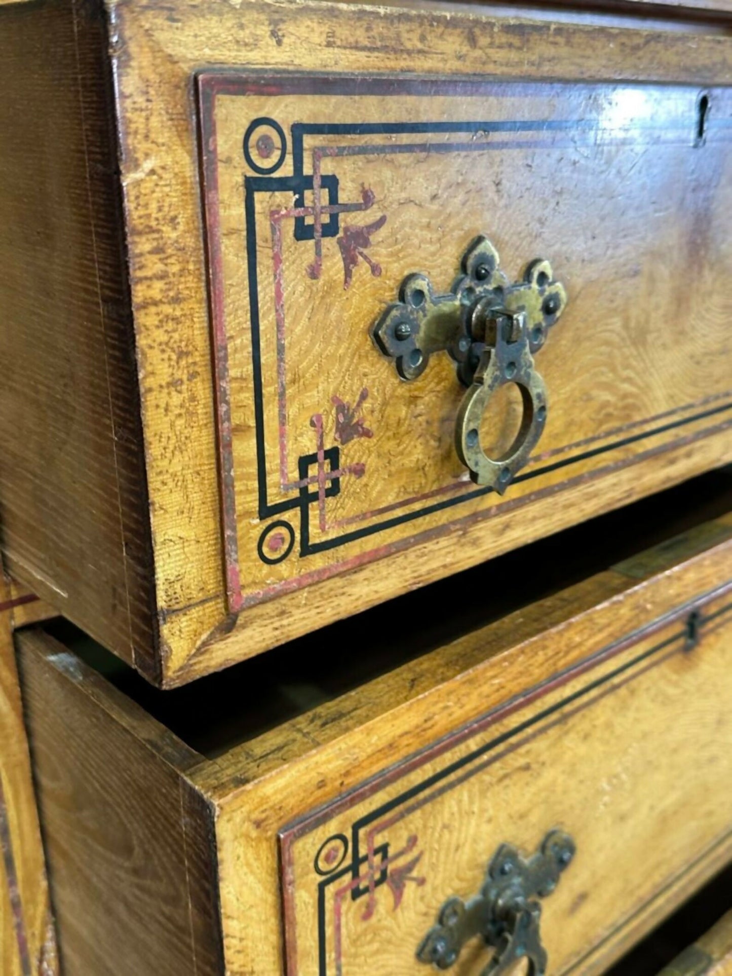 Antique Aesthetic Movement Maple & Co Pollard Oak Compactum Wardrobe, c 1880