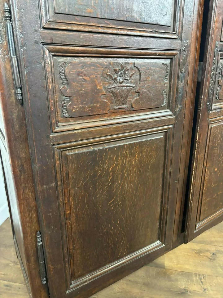 Antique French Carved Oak Wardrobe