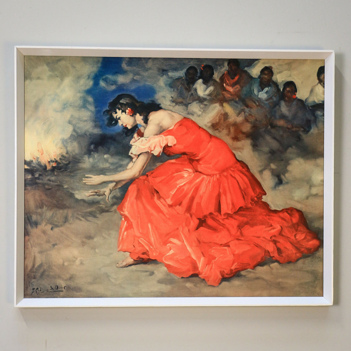 The Fire Dance, by Francisco Rodriguez Sanchez Clemente Mid Century Red Dress