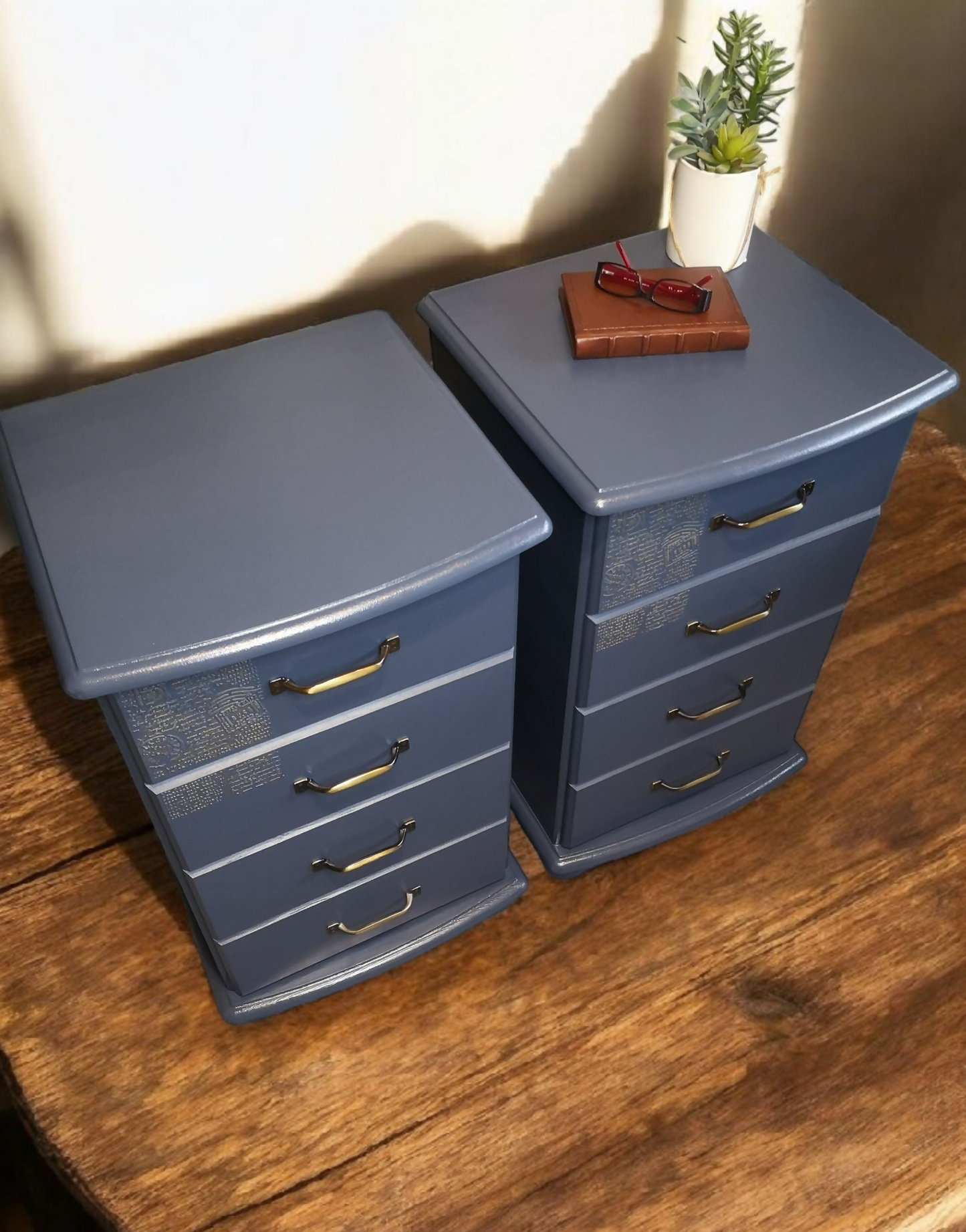 Navy blue bedside tables cabinets