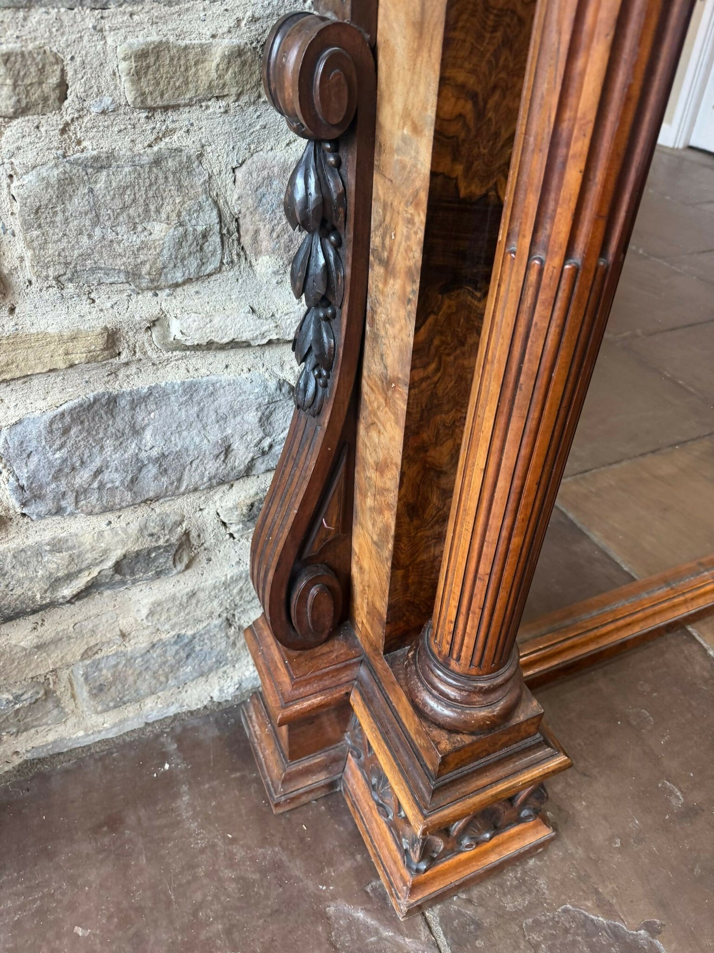 A Good Large Victorian Carved and Figured Walnut Overmantel Mirror