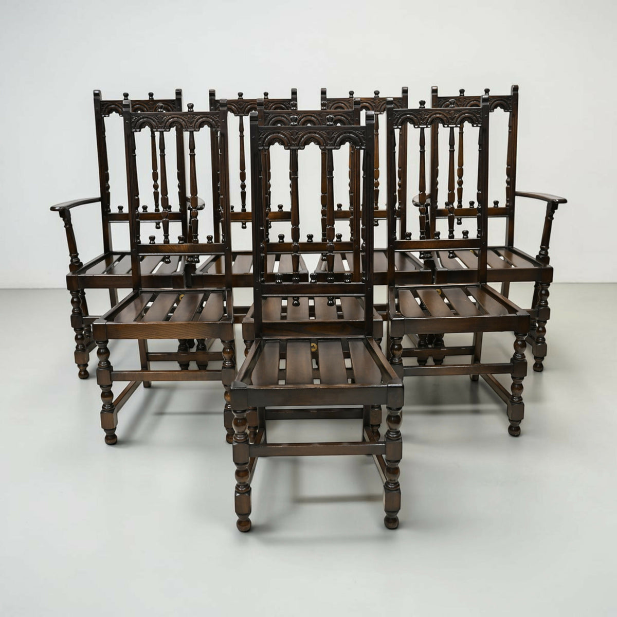 8 Ercol Dining Chairs Including 2 Carvers Yorkshire Range Dark FREE UK Delivery*