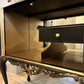 Cocktail Cabinet. Vintage Queen Anne Repro. Chinoiserie style. Black & Gold. Handpainted.
