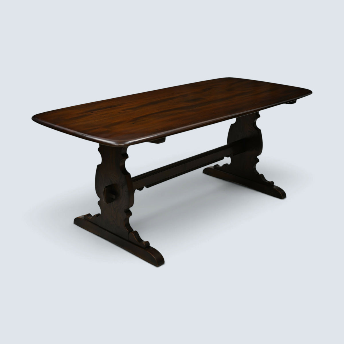 Ercol Plank Top Dining Table Solid Elm #419 Dark Finish Seat 8 FREE UK Delivery