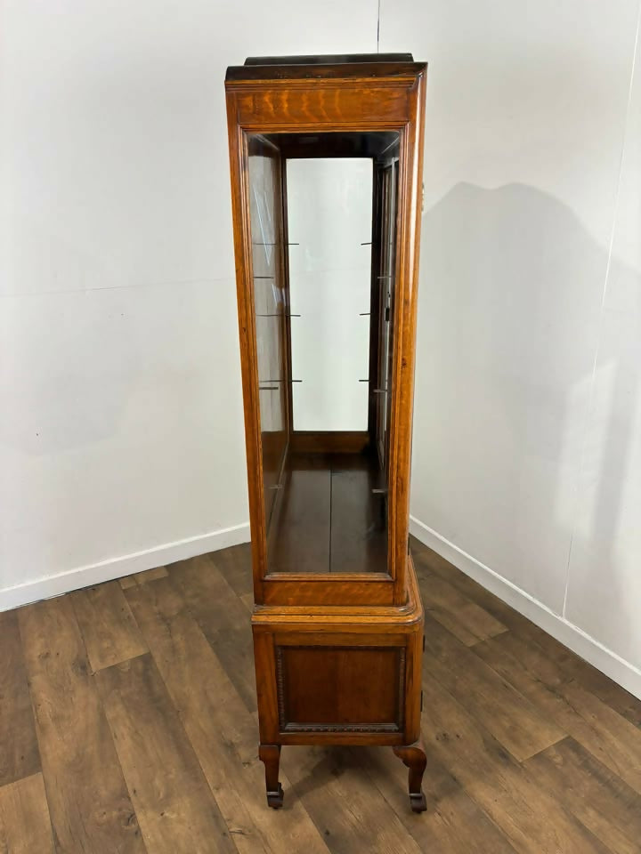 Vintage Oak Display Cabinet With Two Glass Doors