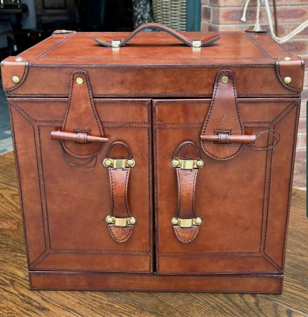 Quality Hand Crafted Vintage Style Leather Campaign Portable Drinks Picnic Bar