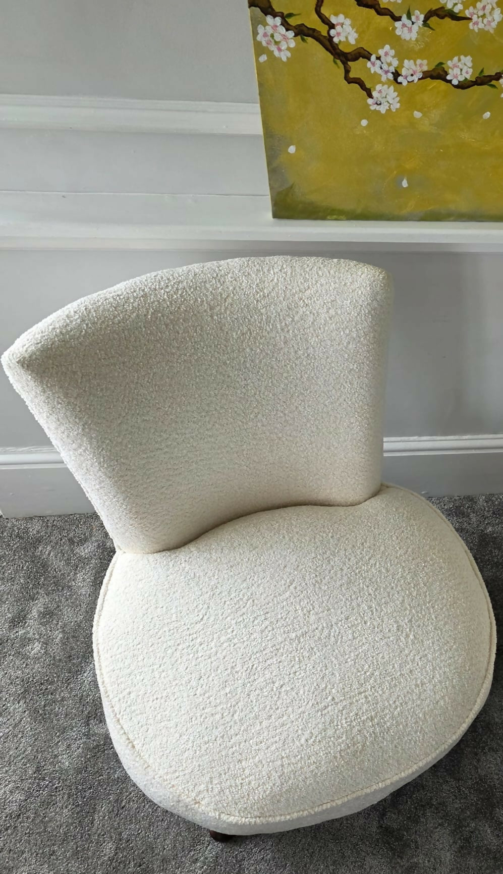 Antique Victorian Bedroom Chairs White Boucle- Newly Upholstered.