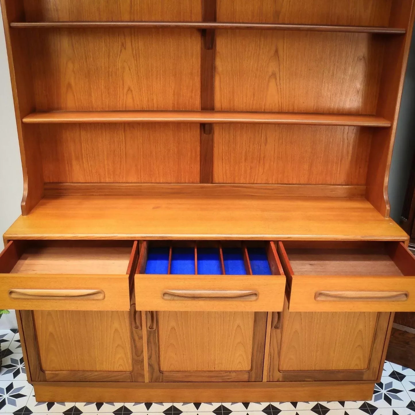 G Plan Fresco Wall Unit Dresser Display Cabinet by Victor B Wilkins Teak 1980