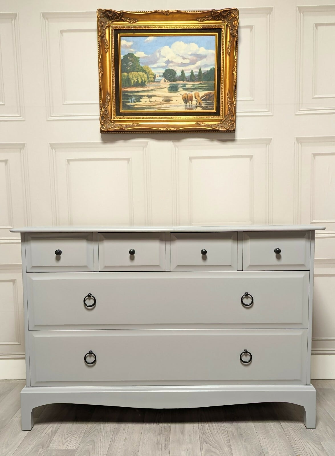 Professionally Sprayed Stag Minstrel 4 over 2 large chest of drawers (6 Drawer)