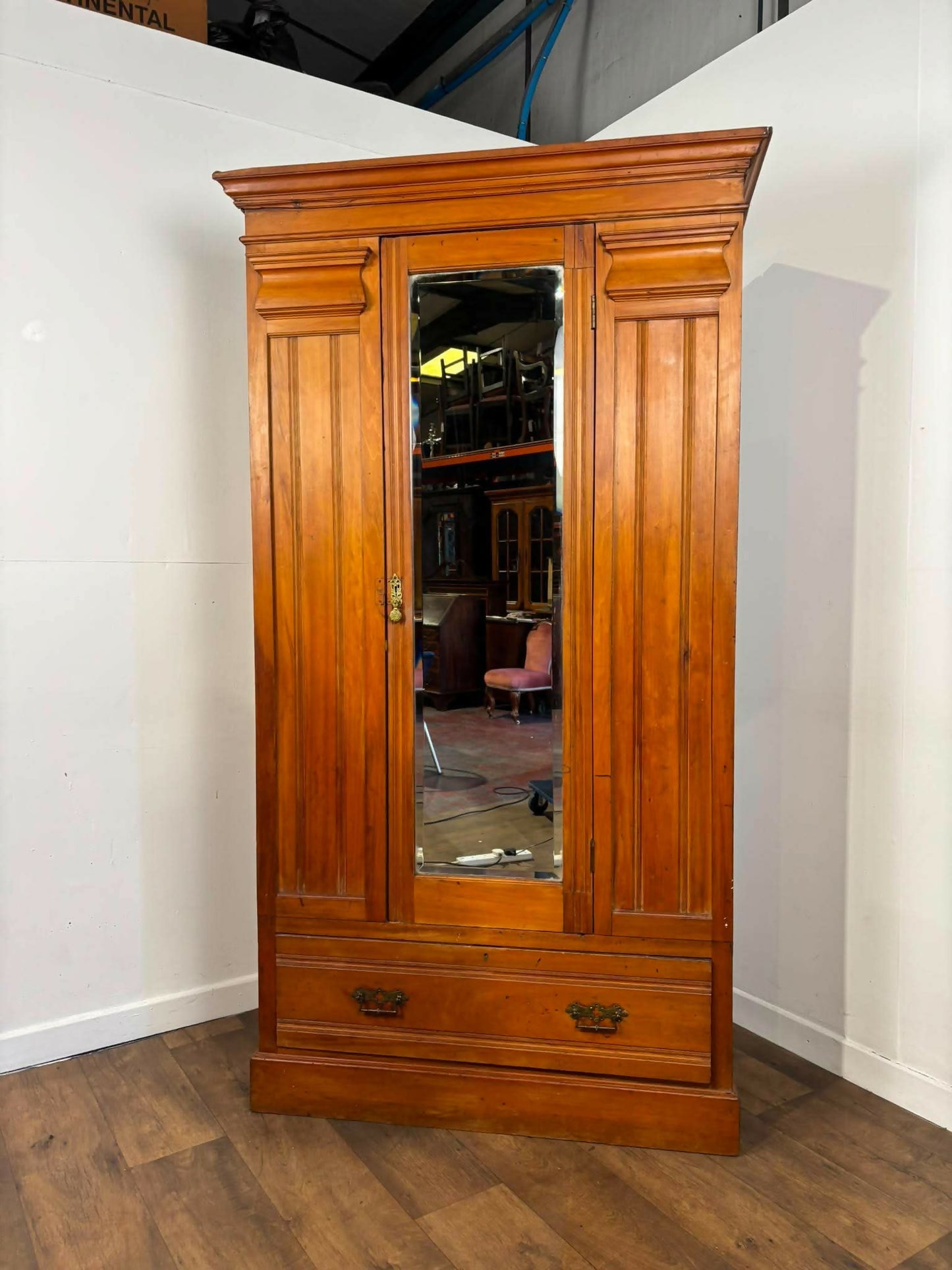 Late Victorian Satinwood Single Wardrobe