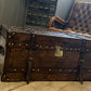 Chestnut Bridle Leather Coffee Table - Luxury Handmade English - Belted - hand Dyed