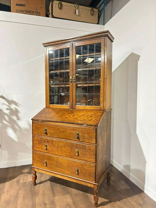 Vintage Oak Bureau Bookcase